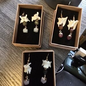 Handmade Bone And Crystal Earrings From Norway!